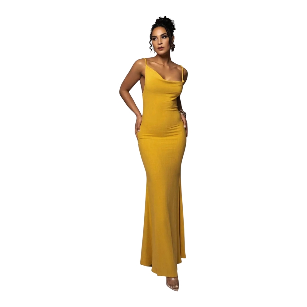 Elegant Yellow Evening Gown